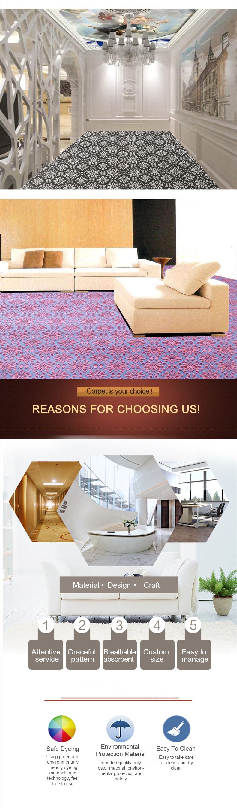 Custom Made Carpet Indoor Outdoor Carpet Lowes Stair Double Color Jacquard Carpet