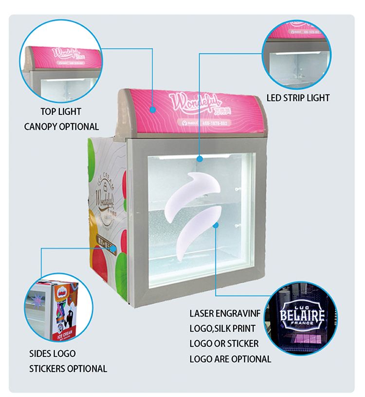 Hot Sales 50L Upright Mini Ice Cream Display Counter Top Freezer Showcase SD-50L