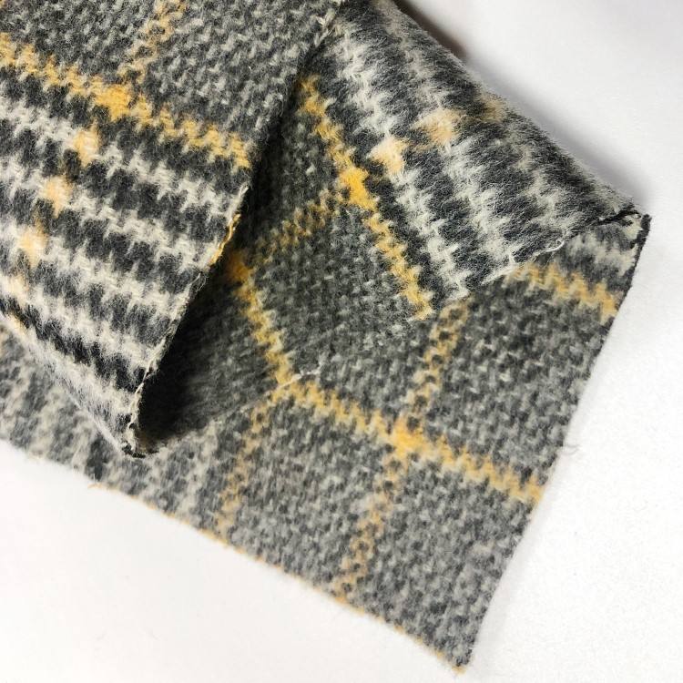 High quality double sided 80% wool  check  fabric