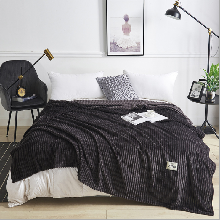 New style stripe flanen  nordic striped fleeze blankets throws for winter bedding