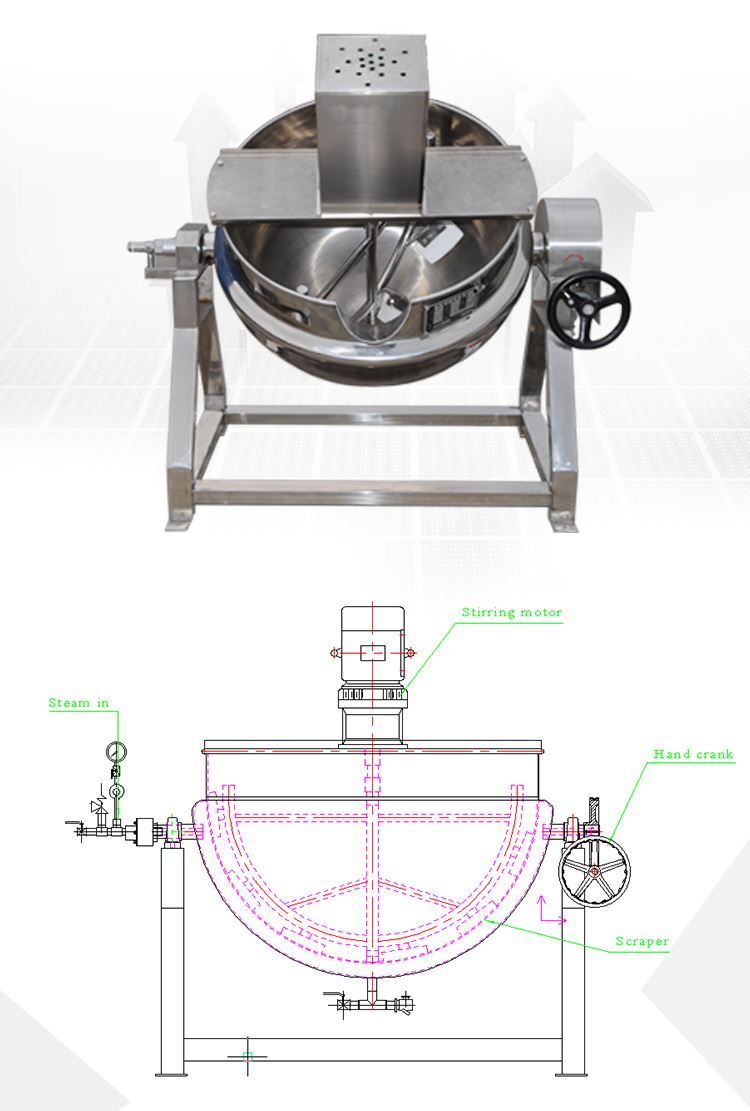 Industrial Jacketed Tank Milk Boiling Pan Cooking Mixer Machine