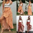 New 2021 Women's Sexy Floral High Waist Boho Ruffled Long Skirt Split Boho Beach Wrap Skirts Fashion Sexy Skirts Summer