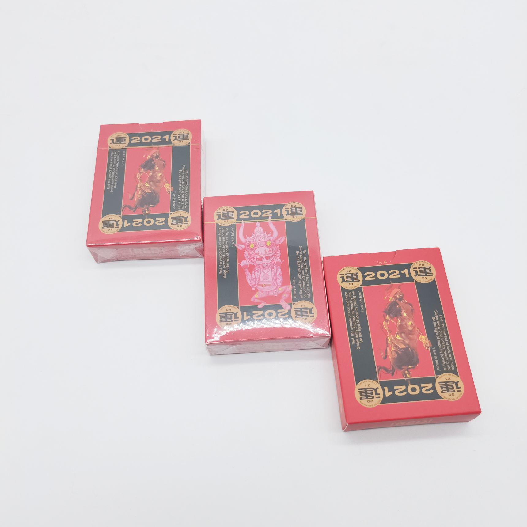 Good luck custom red color rich character custom playing cards promotional gift souvenir