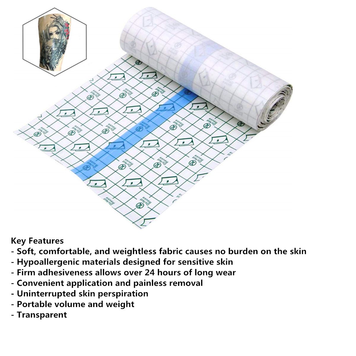 Waterproof Tattoo Bandage Roll 6 x 40inches Transparent Film Dressing Second Skin Healing Protective