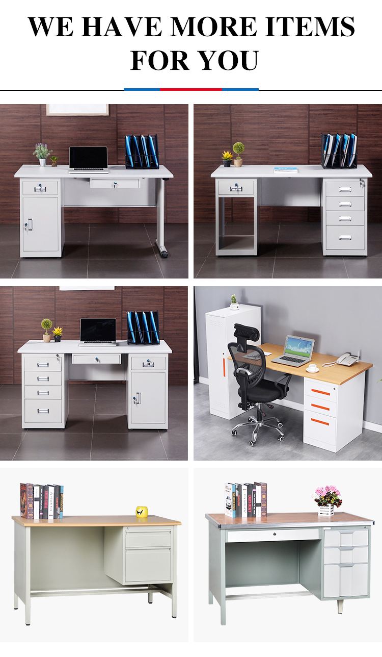 Steel office furniture 3 drawer Computer office desk with locking drawers