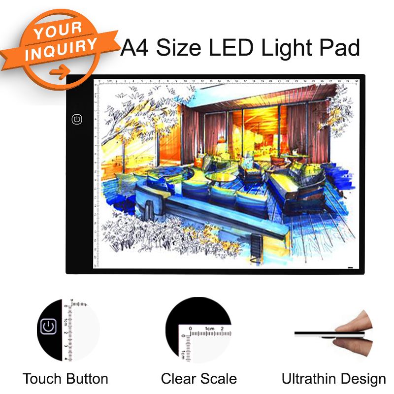 A4 LED Electronic Graphic  Digital Tablet Hand Writing Board Led light pad tracing light for drawing sketching and X-ray Viewing