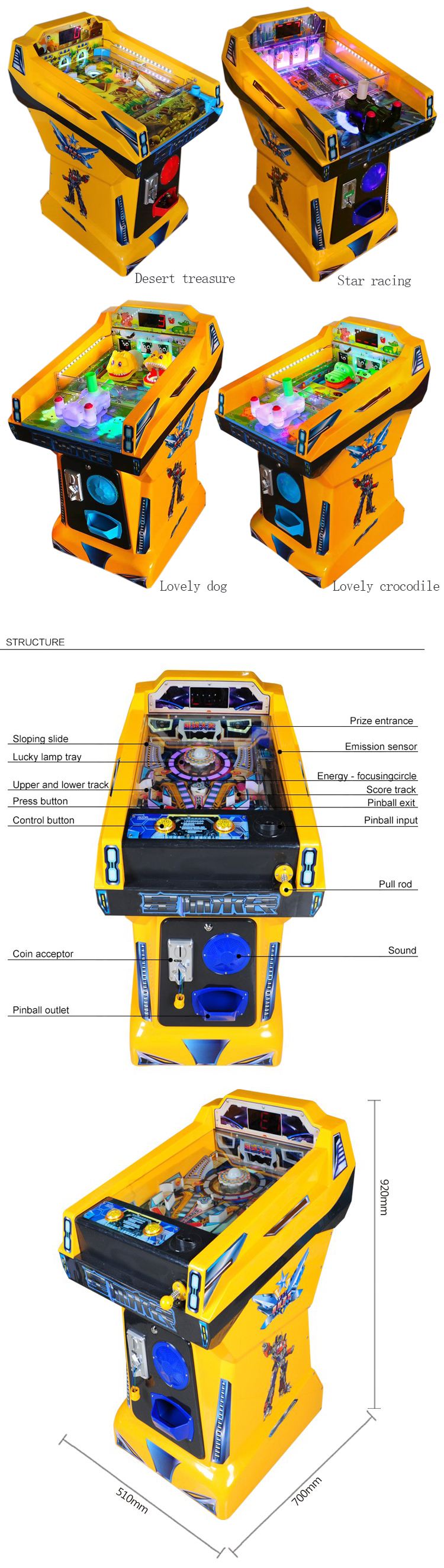 Hot-selling Coin Operated Games pinball  game machine  earn money  arcade games machine for kids