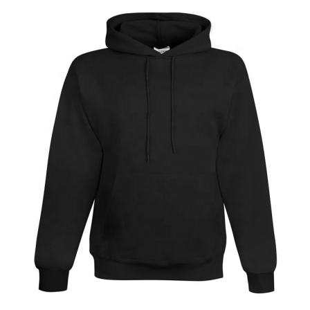 Custom Men's High Quality Blank Black Polyester Uniform Pullover Sweatshirt Embroidered Hoodie