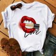 2021 Graphy Tee Shirts Female T-shirt Harajuku Tshirt Lip Lipstick Tops Tee Women's Graphy T Shirt