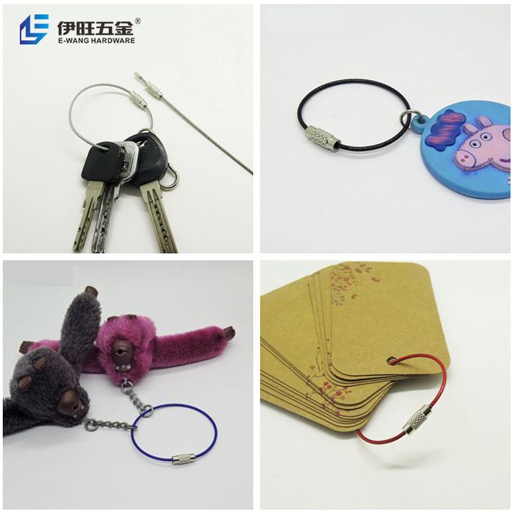 Golden 150mm Stainless Steel Wire Key Ring Keychain for Hanging Luggage Tag
