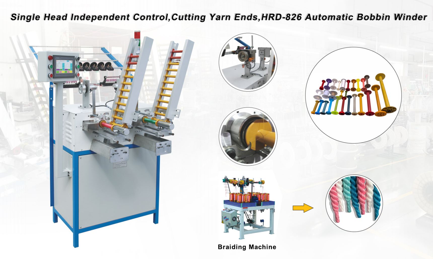 automatic high speed double-spindle single-counting control unified tube replacement yarn winding machine
