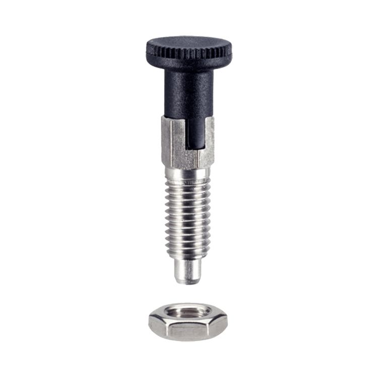 Multi-type stainless steel spring plunger with L-shaped black handle
