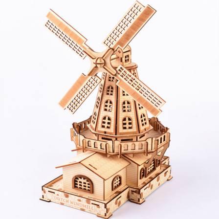 Wooden craft kit house model kit gift 3D wooden Dutch windmill assembly puzzle