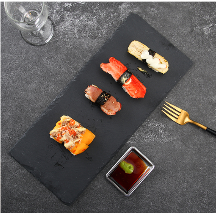 Factory Price Luxury Slate Tray Dessert Cookie Sushi Slate Cheese Plate With Handle