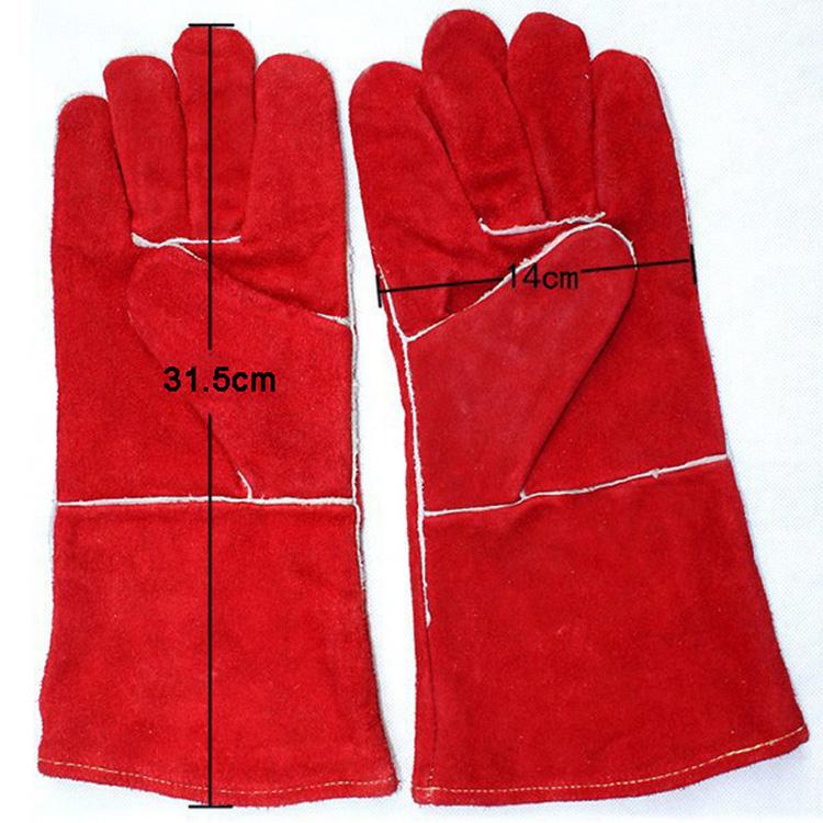 Manufacturer hot sales  Long Leather barbecue BBQ Cowhide Electric Welding Gloves