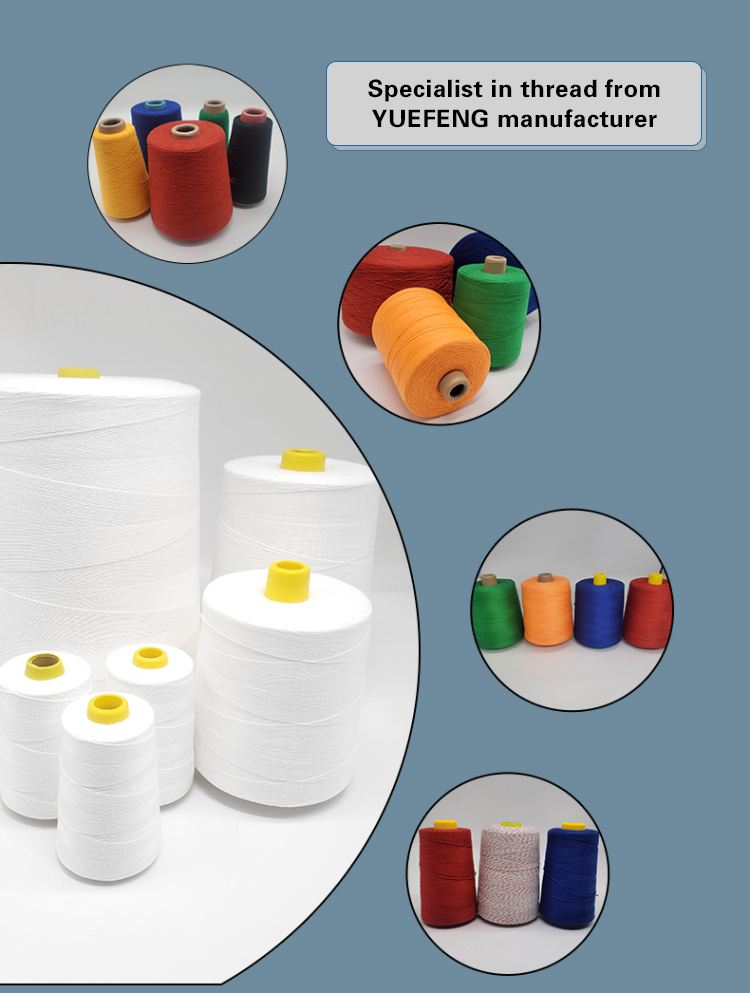 Super Quality New Product embroidery Yarn 20/2  100% spun polyester bag closing thread for sale