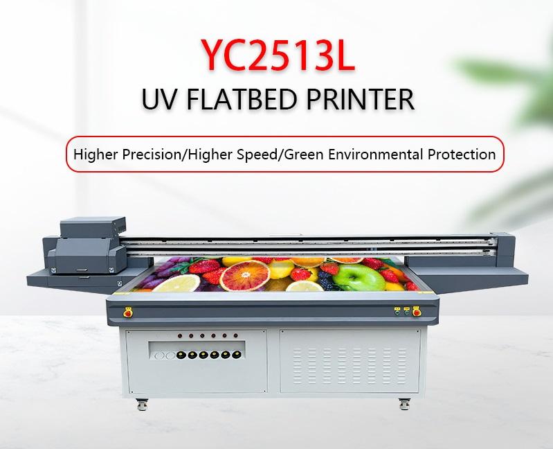 2.5*1.3m UV led Flatbed Printer with G5 printhead CMYK Lc Lm white and varnish