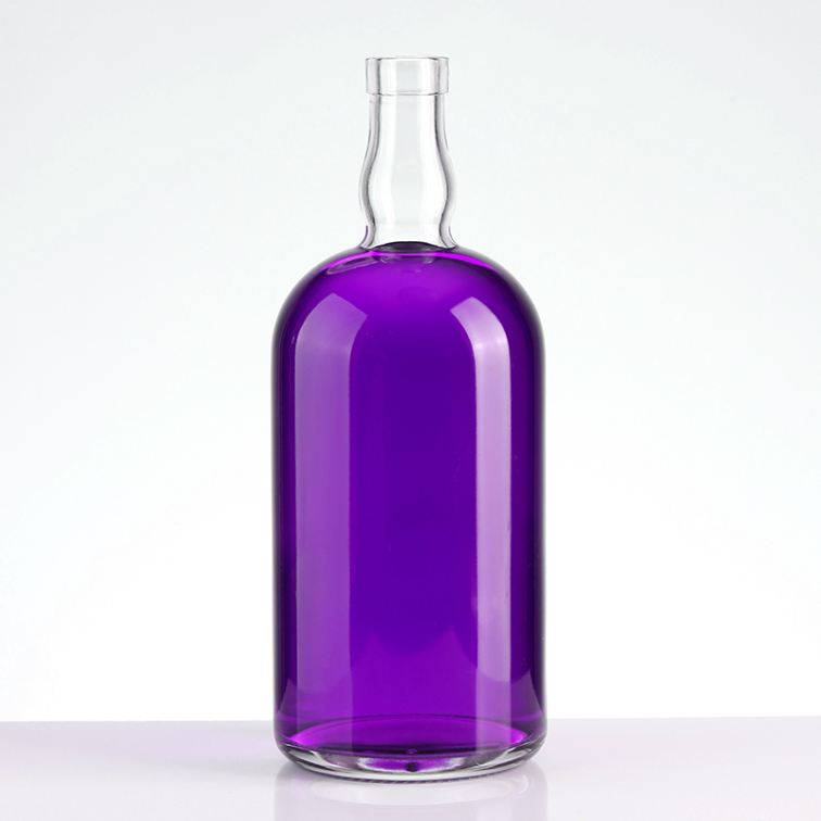 High Capacity 1L Tall Round Glass Empty Vodka Bottle Customized