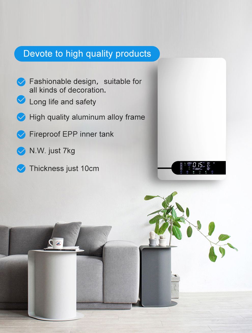 Ultra-thin wall mounted fresh air home ventilation system home fresh air ventilation system