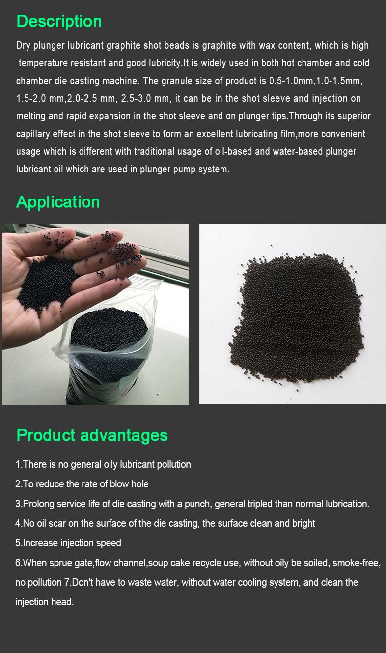 Graphite Plunger Shot Beads Piston Lubricant oil particle for die casting