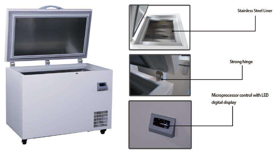 220L Capacity -45 Tuna Horizontal Ultra Deep Freezer medical refrigerator
