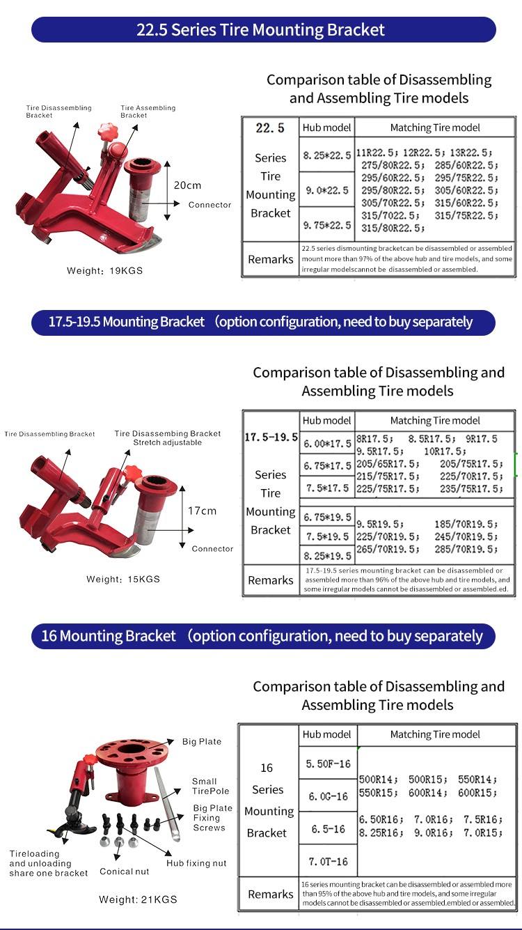 Tire changer demount tool mobile mounting head tire changer truck tire changer machine