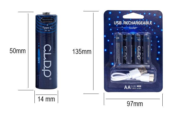 CLDP new type rechargeable  Zinc Nickel USB Type-C AA radio rechargeable battery with usb
