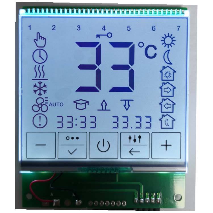 LCD display manufacturer  custom size 7 segment monochrome transparent lcd display for room thermostat