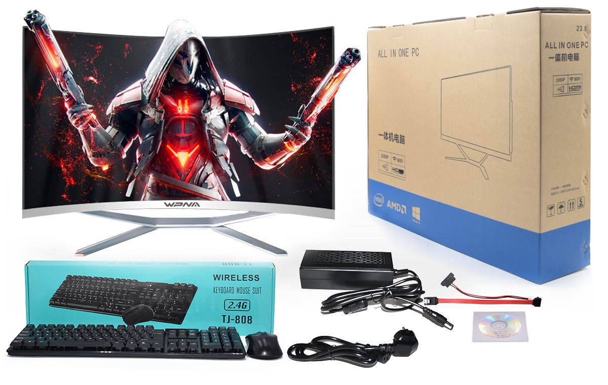 Pc Wide Screen Curved Gaming Desktops i5 3210 8G 256G RX560 2G All In One Gaming Desktop Computer