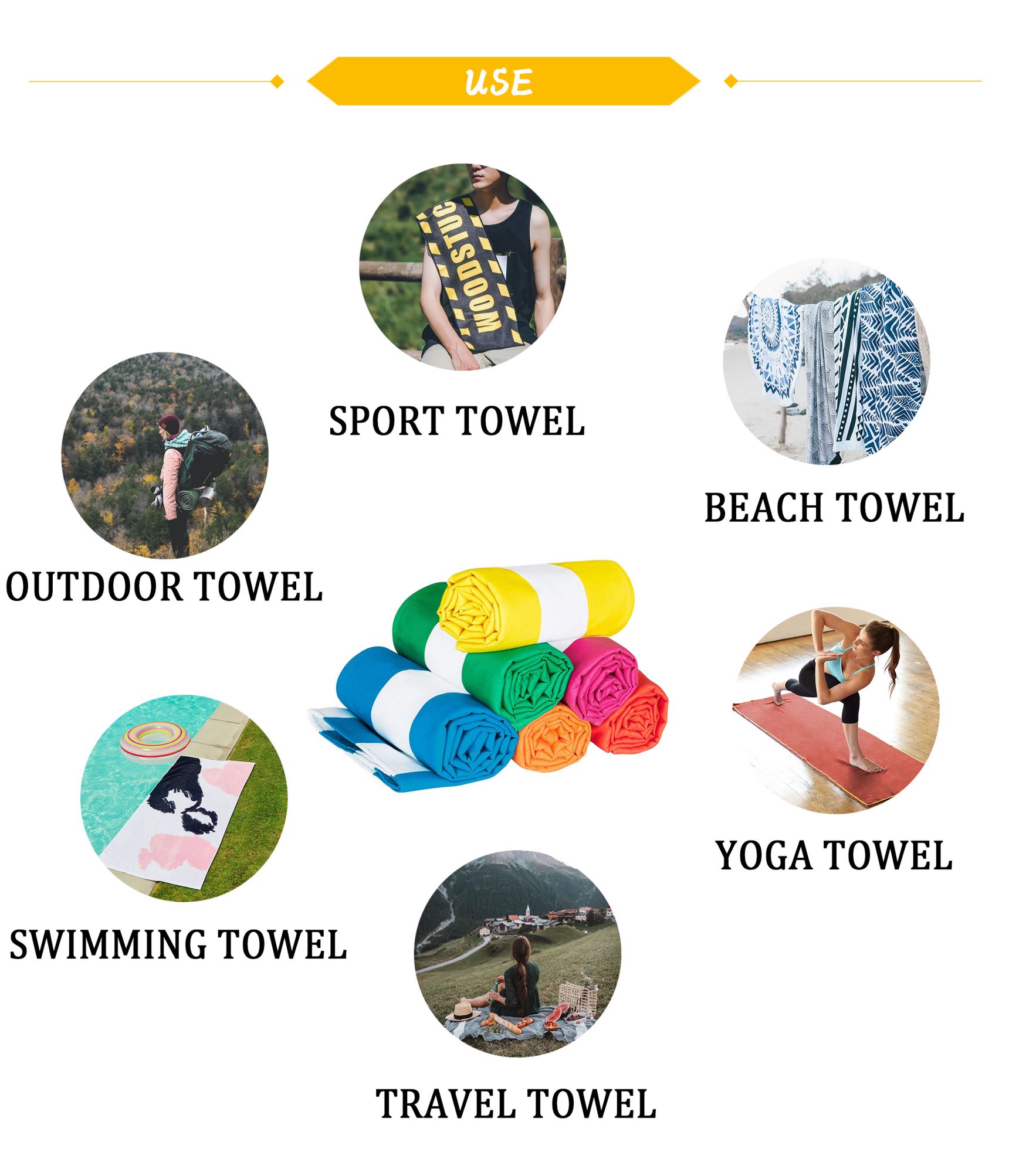 Wholesale Quick-drying Sport Microfibre Nanofibers Gym Towels with Private Label Rubber Cover