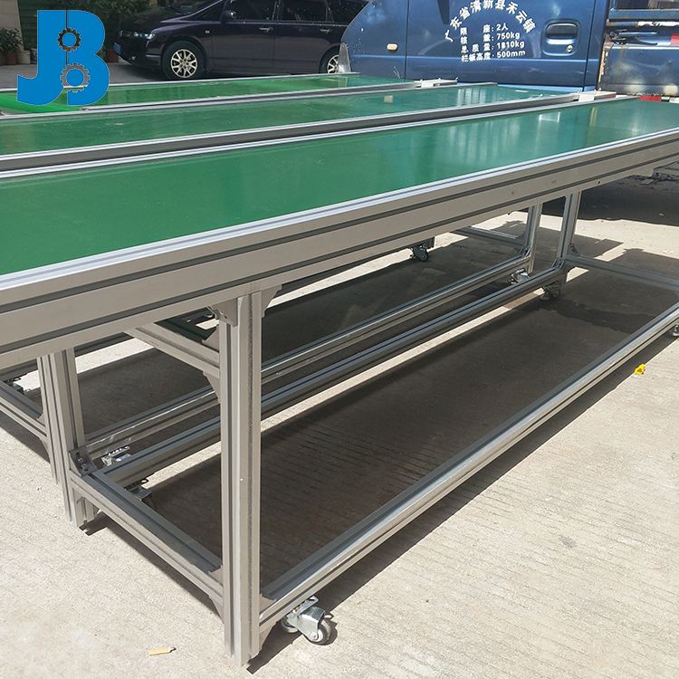 Attached independent working tables type belt conveyor assemble line for electronics