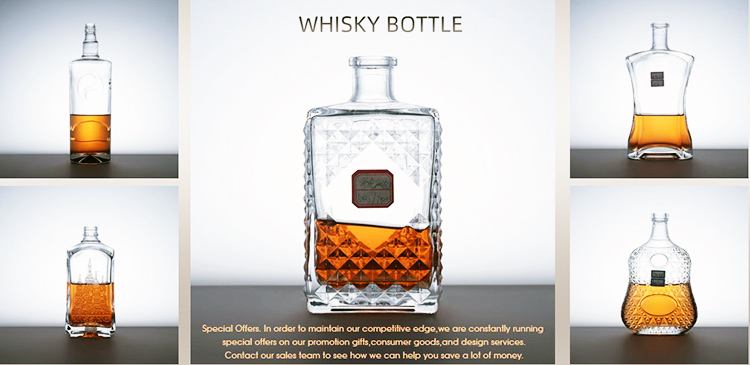 Fancy custom design screen printing 375ml 700ml Empty spirit whisky Liquor bottle clear frosted 750ml glass bottle vodka