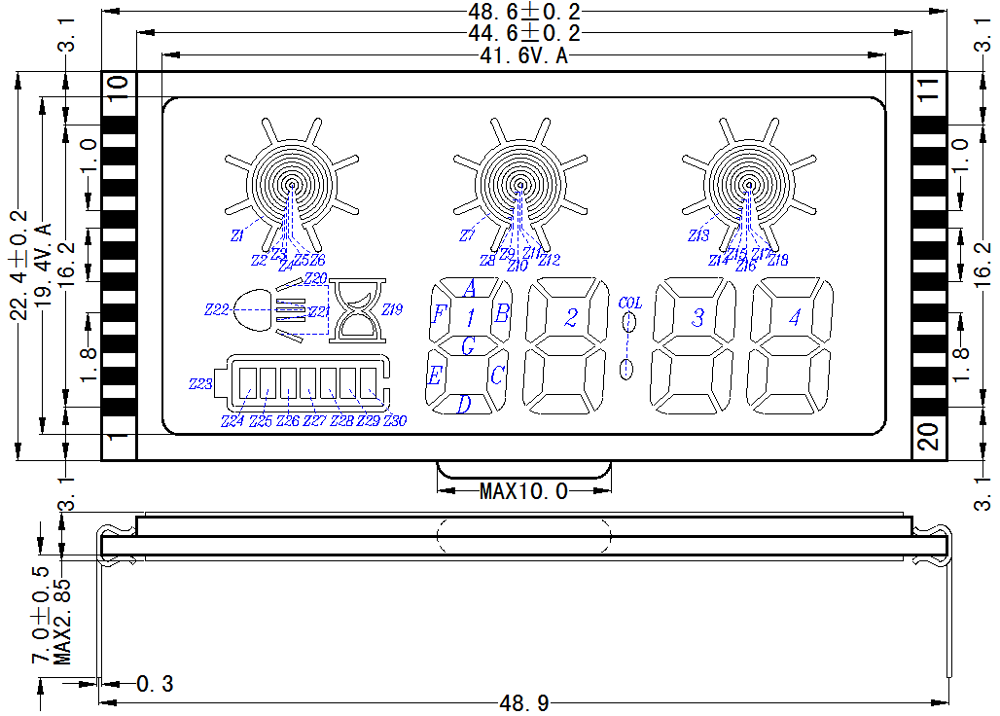 Solar regulator panel tester lcd custom monochrome htn segment lcd display for solar inverter