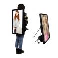 Portable movable 32 inch rechargeable walking backpack AD LCD advertising player billboard display signage