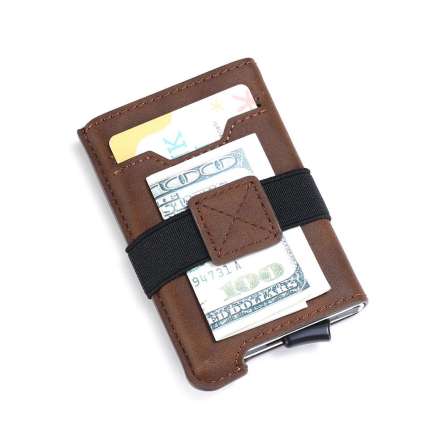 2020 New Patent Design Auto Pop up Slim Aluminum Credit Card Holder Mens RFID Block Wallet Business Metal Card Wallet