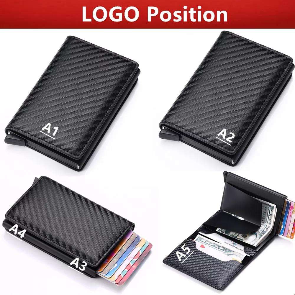 2021 hot sale mini RFID ID document holder business men wallet genuine retro black buckle wallet small leather wallet ultra-thin