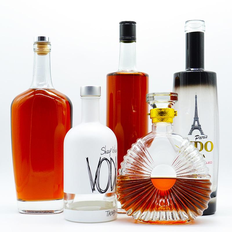 High quality whisky bottle 500ml 700ml 750ml bulk wine empty whisky rum brandy drink glass liquor bottles wholesale