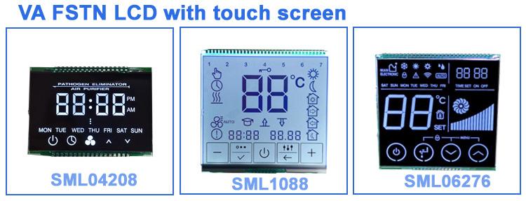 Factory customized size monochrome 7 segment lcd screen TN HTN VA STN FSTN custom lcd display for thermostat energy meter lcd
