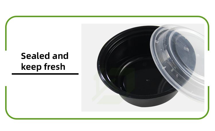 Wholesale eco friendly microwaveable disposable takeaway food container black square / round PP plastic bento lunch box