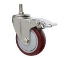 brake 3 4 5 inch factory direct sale red pp/pvc/rubber brake for furniture industry chair carts stainlsee steel wheel caster