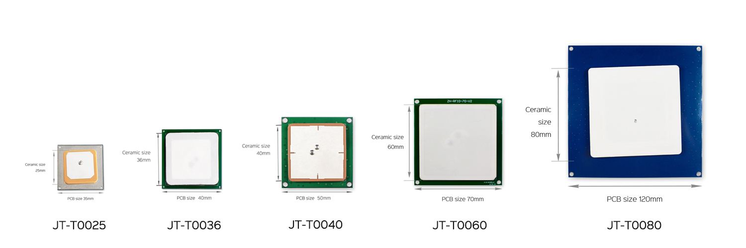 JT-T0080 860MHz to 960MHz 80mm Dual Feed 5dBi UHF RFID Ceramic Antenna