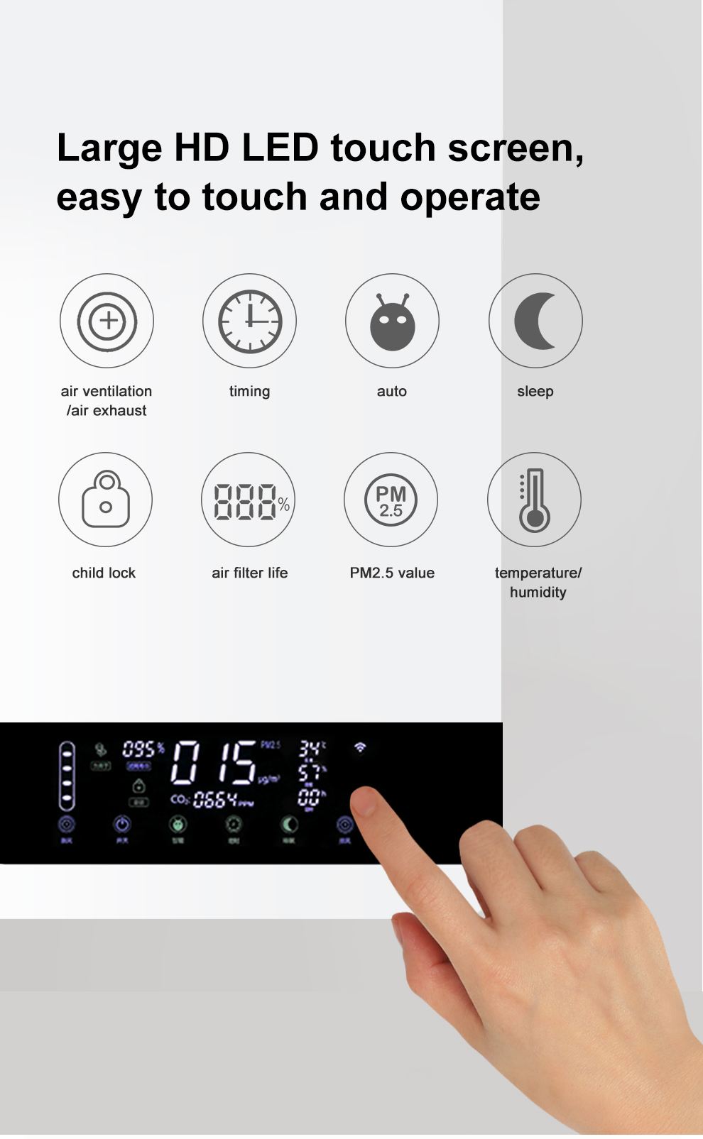 OEM/ODM Smart Tuya Wifi Wall Mounted Household Light Weight energy recovery fresh air ventilation system