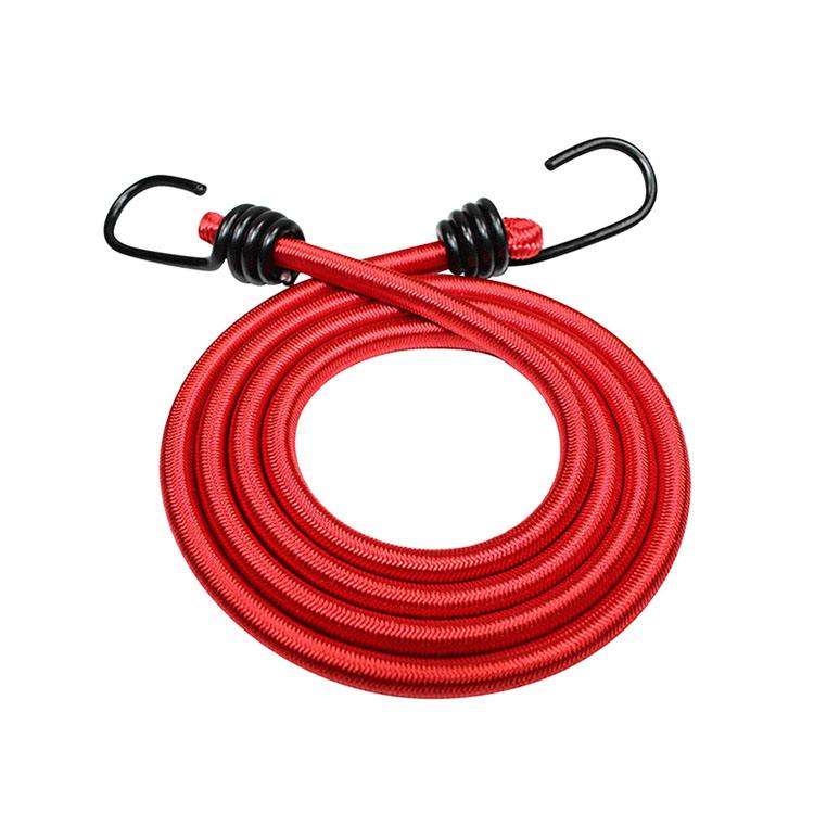 Good Quality Heavy Duty 12mm Soft Black Elastic Spandex Cord Elastic Bungee Cords With Assortment Metal Hooks Supplier