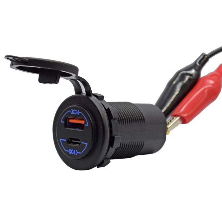 12 V Dual QC 3.0 and 60W TYPE C Quick Charger For Marine Car Bus