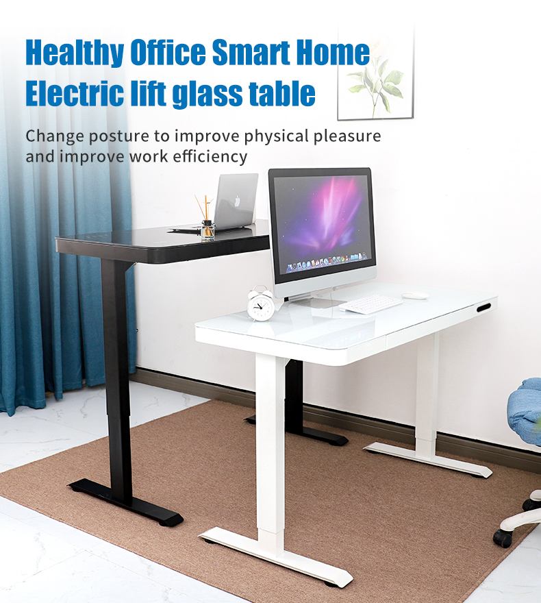 Dual Motor Telescopic Ergonomic Electric Height Adjustable Work and Home Glass Top Office Desk