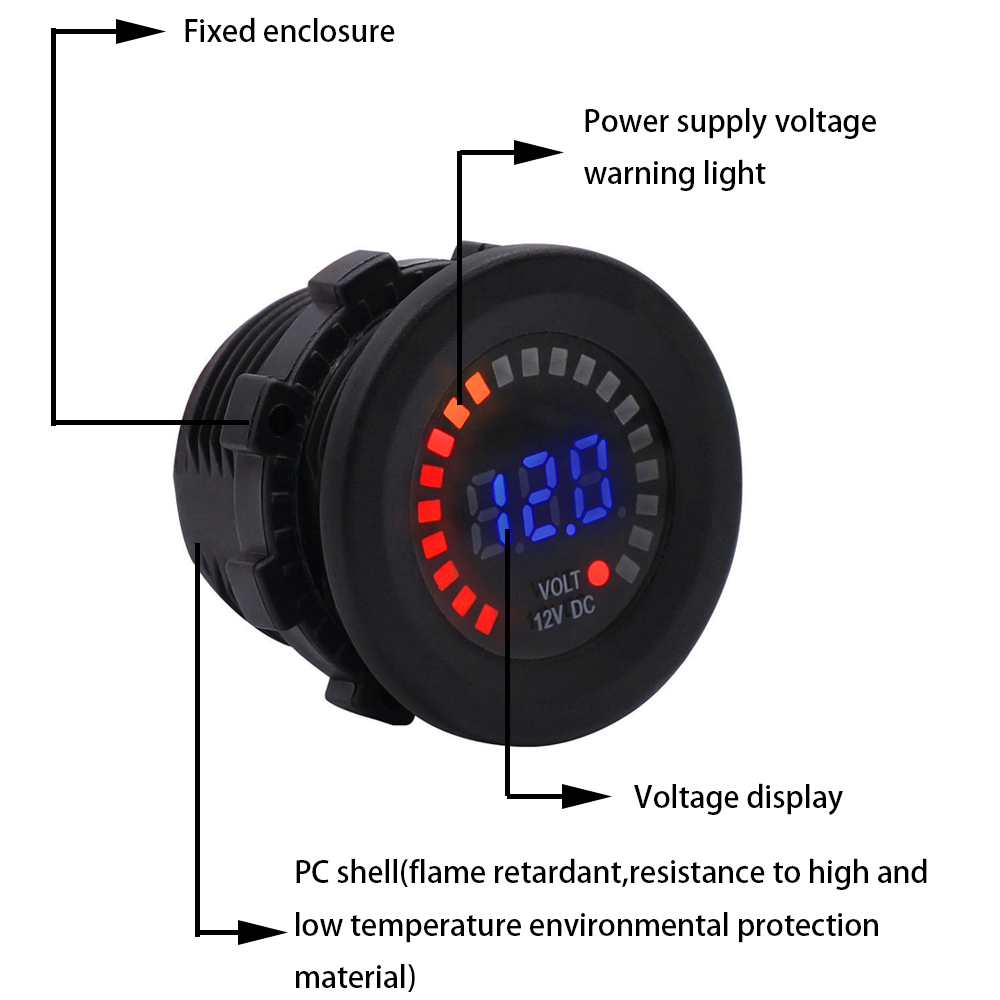 12V DC Digital Voltmeter LED Digital Display,Volt Gauge Tester Meter Waterproof for for Marine Car Motorcycle Truck Boat RV
