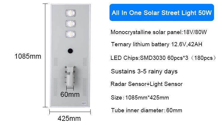 super bright motion sensor 60 watt integrated solar led street light outdoor price