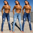 Women's Skinny Ripped Distressed Denim Pants Cute Stone Washed