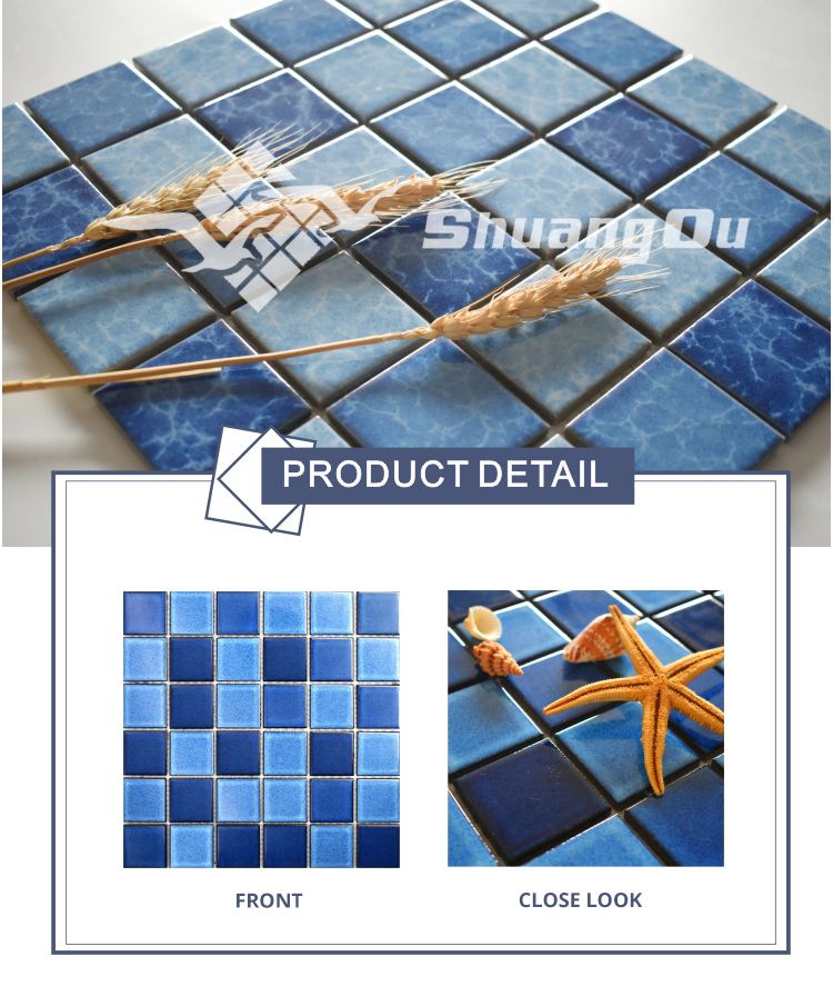 48*48mm kiln pattern porcelain mosaic kitchen backsplash tile grid glow mosaic tile vina swimming pool tile