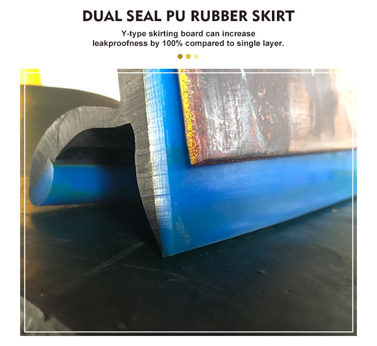 Custom Size Material Handling Parts Wear Resistant Y Type Side Skirt Rubber for Conveyor Belt Conveyor Belt Sealing Poly Skirt